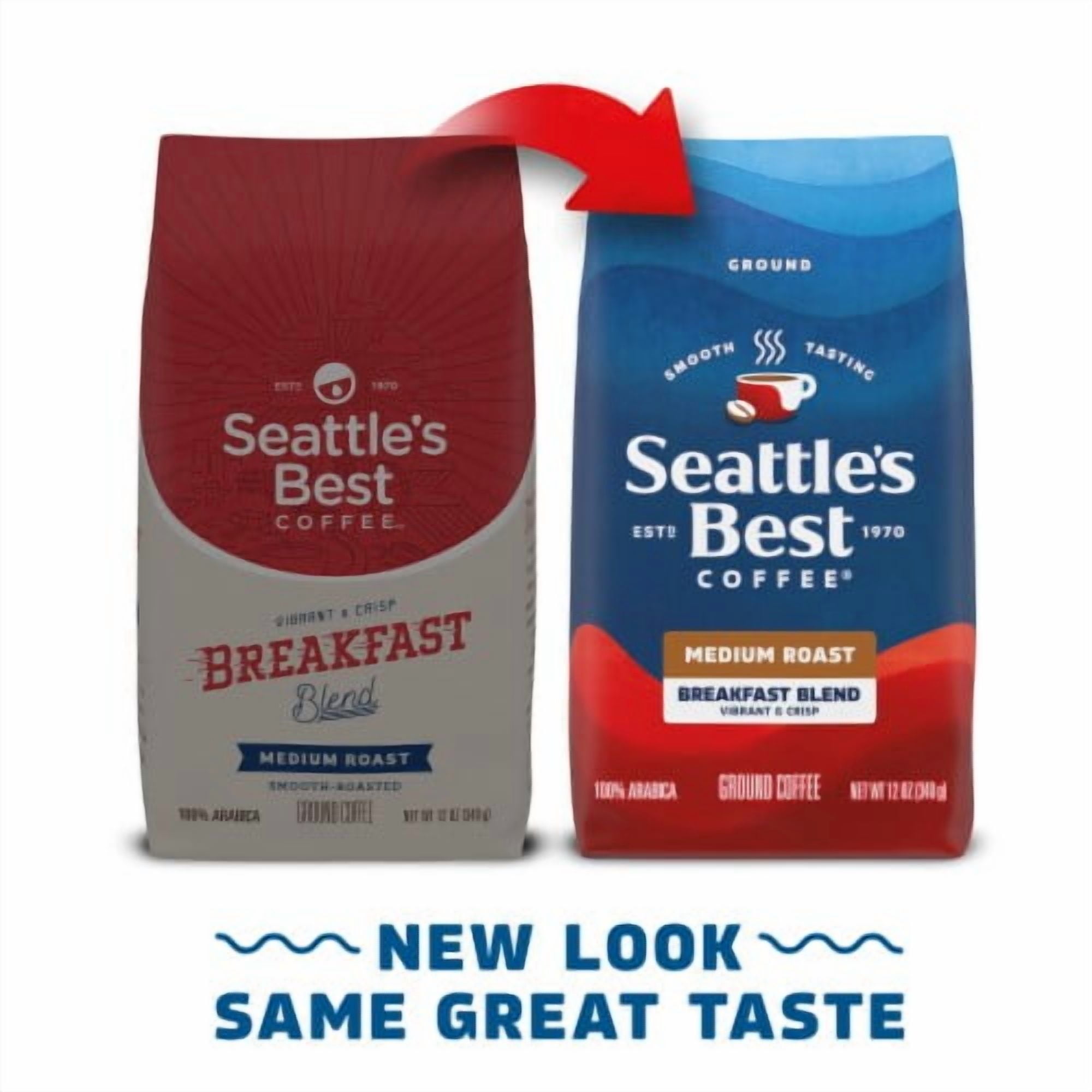Pack of 2 - Seattle's Best Coffee Breakfast Blend Medium Roast Ground Coffee 12 oz Packaging May Vary