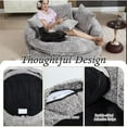 thumbnail image 6 of Oversized Polyester Sofa Bed, 55''L Round Chaise Lounge Chair Indoor, Fluffy Plush Chaise Lounge, Modern Velvet Sleeper Chair Couch, Comfy Boneless Couch for Living Room, Bean Bag Chairs (Light Grey), 6 of 10