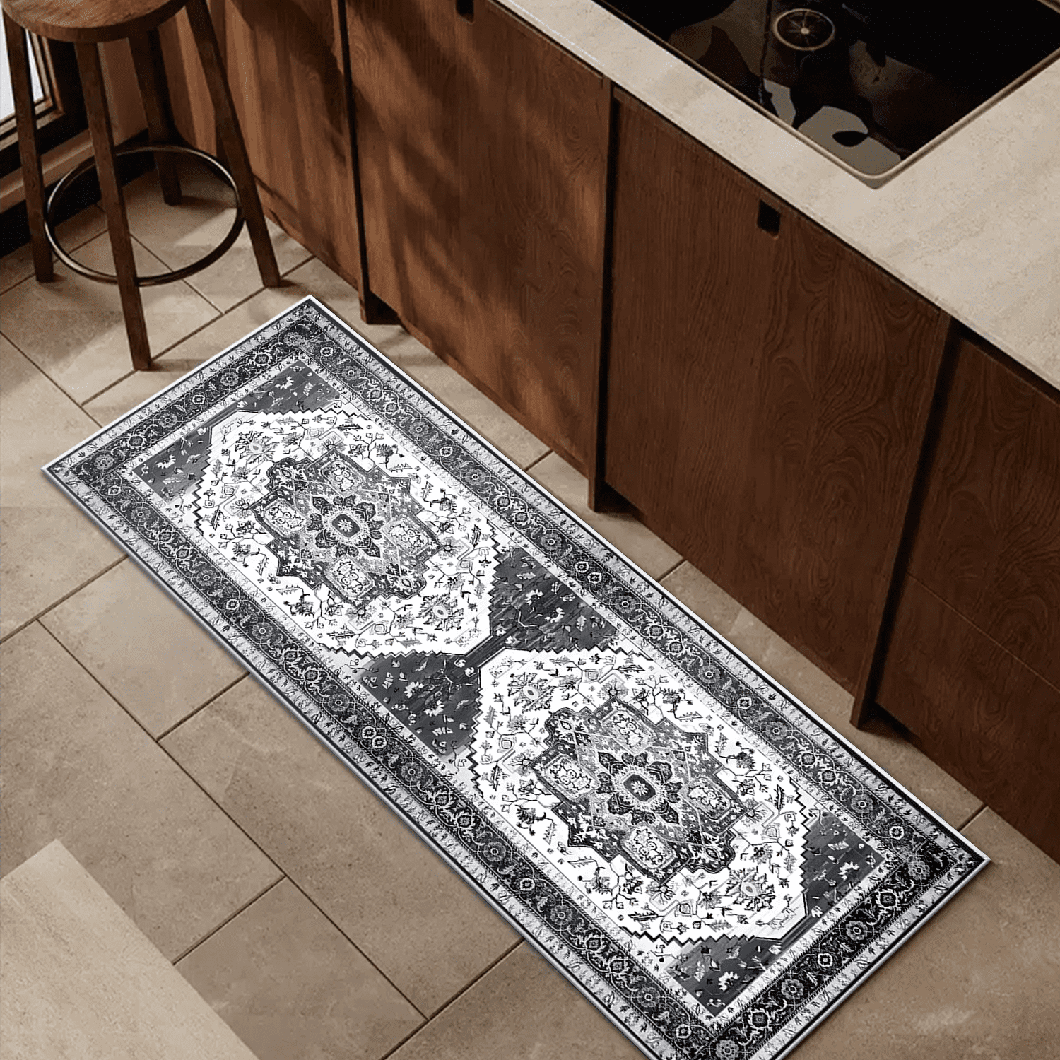 3 Pieces Kitchen Rug Sets with Runner Non Slip Washable Mats for Floor Thick Kitchen Floor Mat Carpet Runner Rugs for Hallway Laundry Holiday Decor