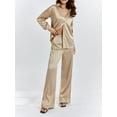 thumbnail image 5 of Coduop Women Satin Pajama Set Long Sleeve Nightwear Sleepsuit Pyjama Pjs Sleepwear Loungewear Set, 5 of 9