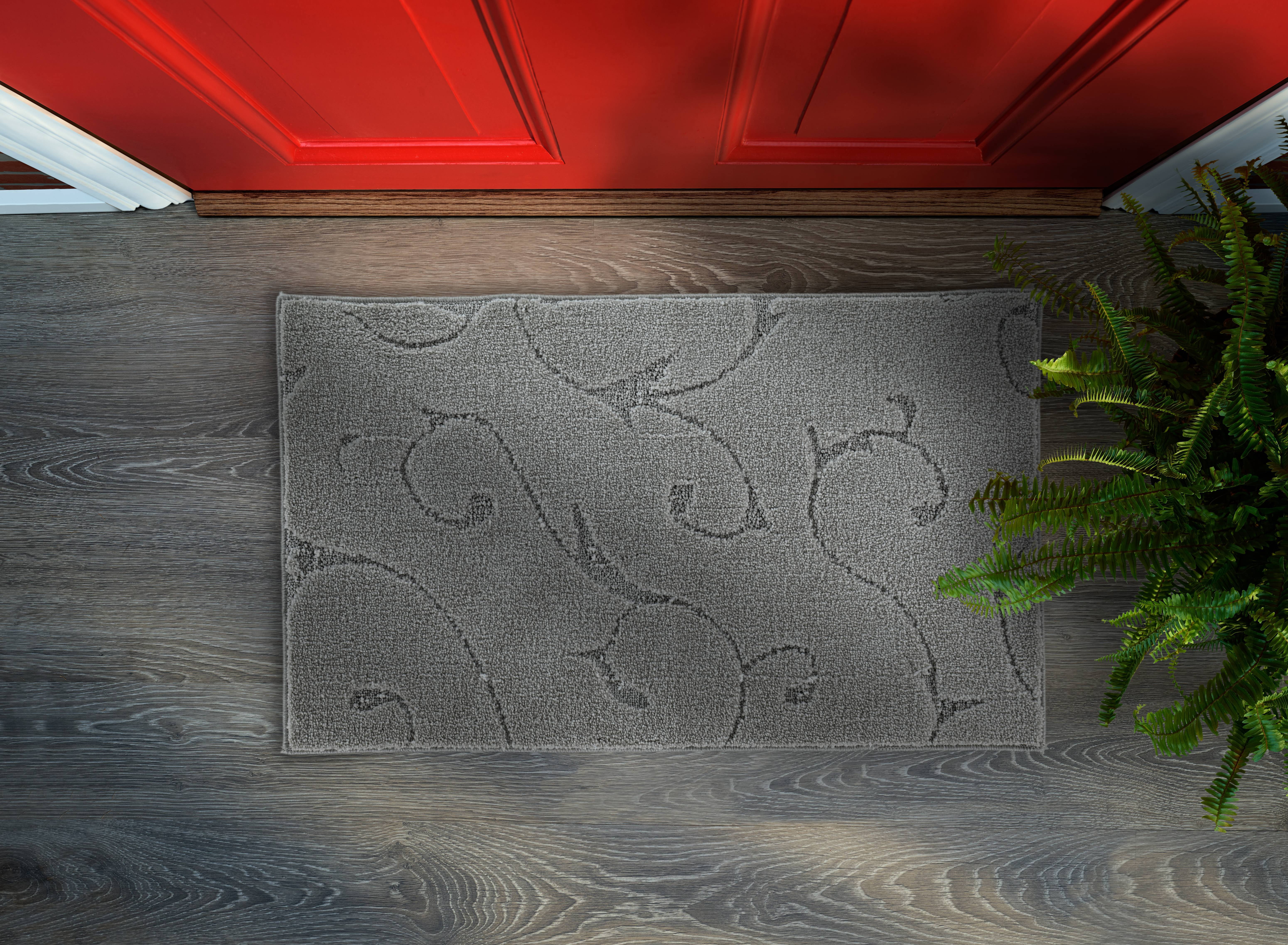 Garland Rugs Soft Touch Inscription Polypropylene Iceberg Silver Floral Indoor Area Rug, 24" x 40"