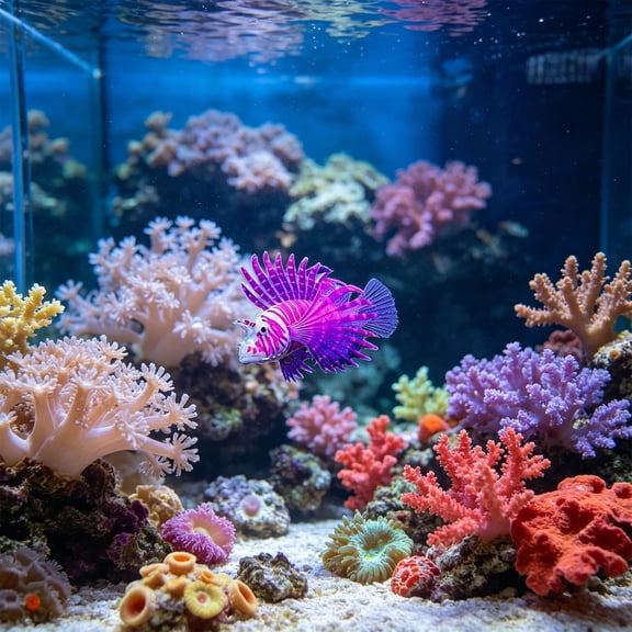 Glow In The Dark Lionfish Aquarium Decoration, Silicone Artificial Fish Ornament With Suction Cup Mount Luminous Underwater Landscape Decor For Freshwater Saltwater Fish Tank