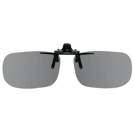 - Clip on Flip up Plastic Sunglasses, Large Tru Rectangle, 60mm W X 38mm H (128mm or 5