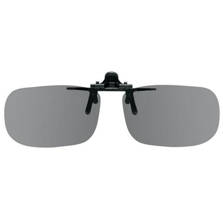 Clip on Flip up Plastic Sunglasses, Large Tru Rectangle, 60mm W X 38mm H (128mm or 5