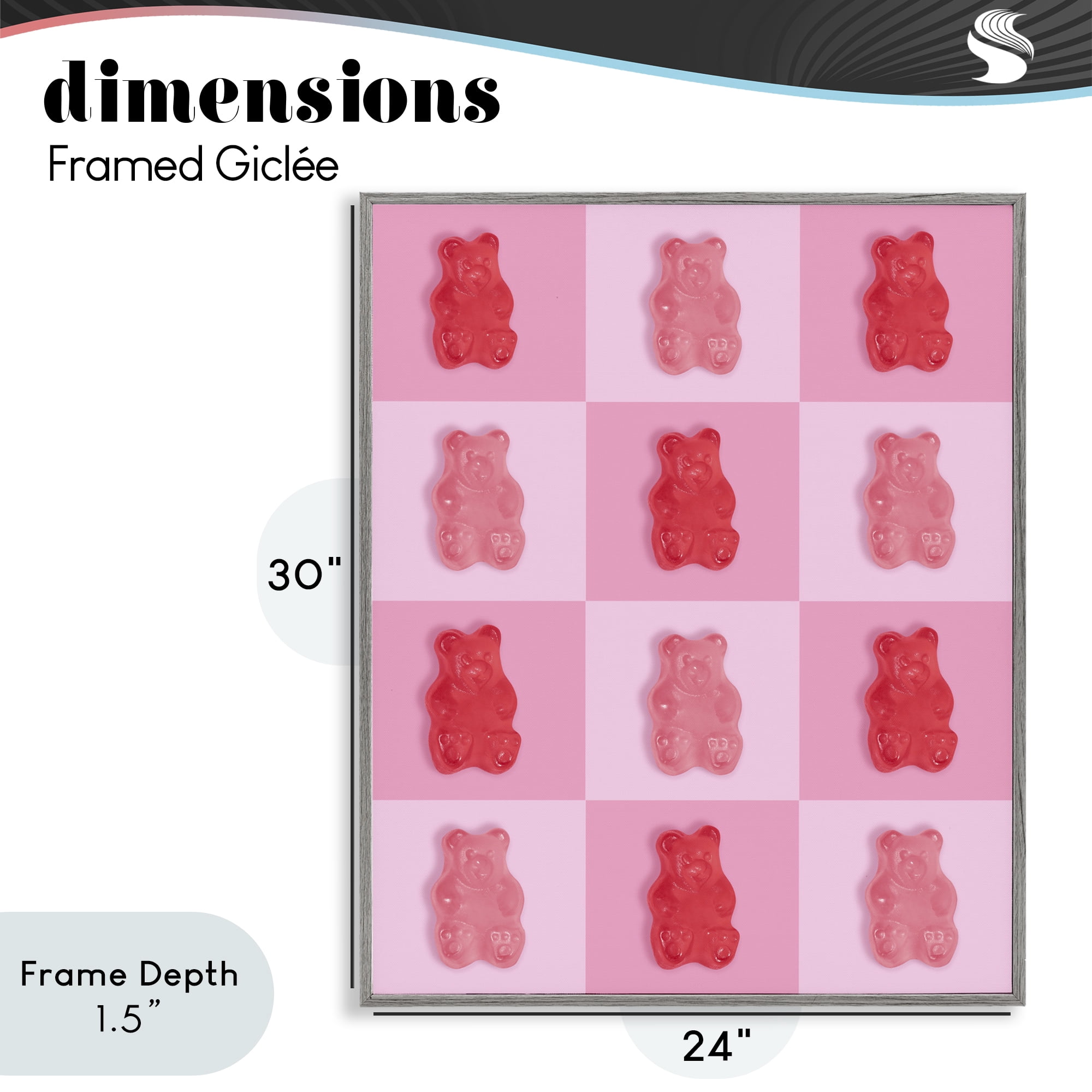 Stupell Industries Pink & Red Candy Bears Gray Framed Giclee Art, design by LISH Creative