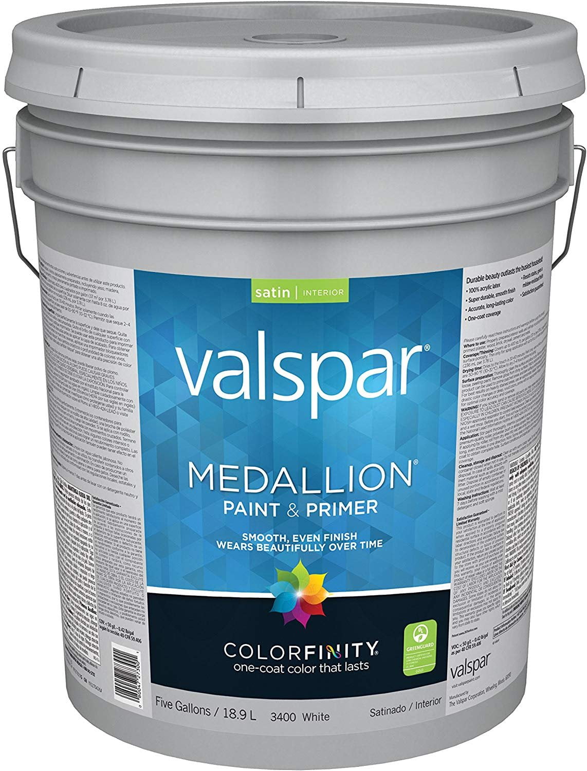 Valspar 027.0003400.008 Medallion 100 Acrylic Interior Latex Satin