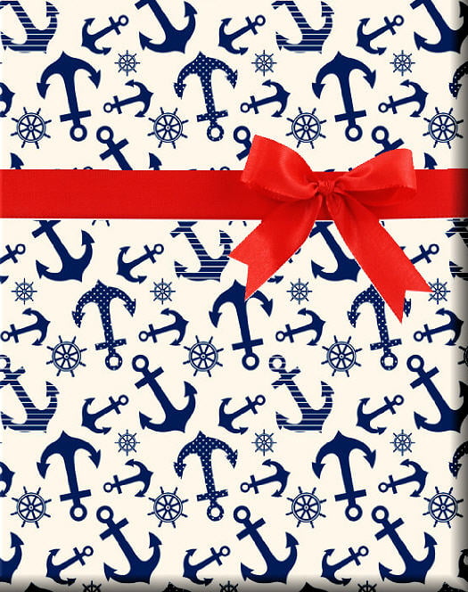 Kraft Wrapping Paper Roll - Navy Blue Anchor Pattern - 30 Inches x 100 –  WrapaholicGifts