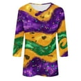 thumbnail image 5 of successthop Women Mardi Gras Blouse Casual Oversized Plus Size Crewneck Shirts Lightweight 3/4 Sleeve Festival Tops 4XL, 5 of 5