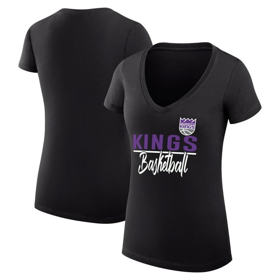 Women's G-III 4Her by Carl Banks  Black Sacramento Kings Super-Slim Fit Lightweight Team Sport V-Neck T-Shirt