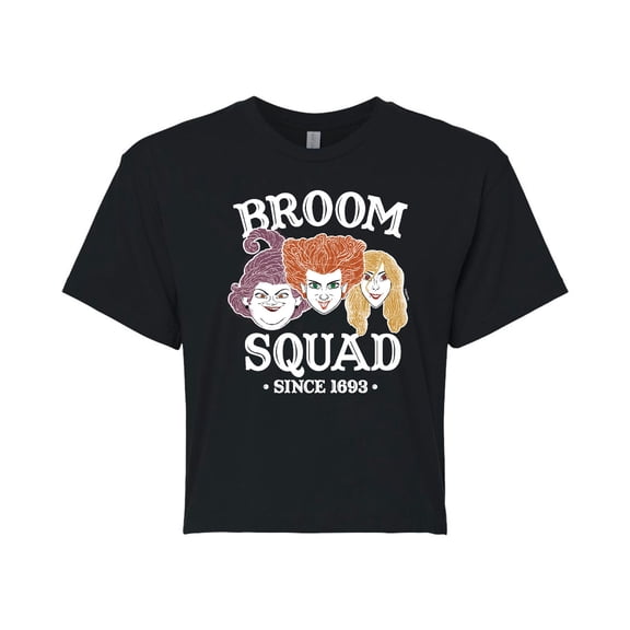 Hocus Pocus - Broom Squad - Juniors Cropped Cotton Blend T-Shirt