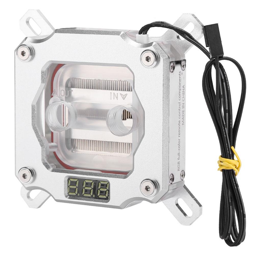 Tebru Computer CPU Water Cooling Block Waterblock with Temperature