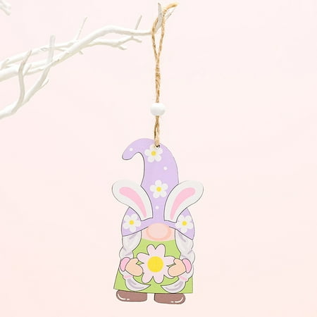 

Wooden Easter Ornaments Bunny Rabbit Ears Gnome Hanging Decor Faceless Dwarf Pendant Seasonal Home Decoration 11cm New