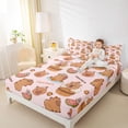 thumbnail image 3 of Erosebridal Cute Capybara Queen Sheet Sets,Brown Cartoon Animal Bed Set For Capybara Lovers 4pcs, 3 of 6