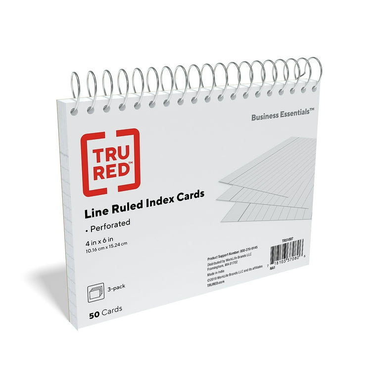 Staples 257832 4-Inch x 6-Inch Line Ruled Spiral Bound Index Cards 50/Pack (51007)