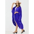 thumbnail image 5 of LA LEELA Women's Chiffon Summer Beach Open Front Holiday Kimono Beachwear Duster Cardigans 3X-4X Royal, Solid, 5 of 5