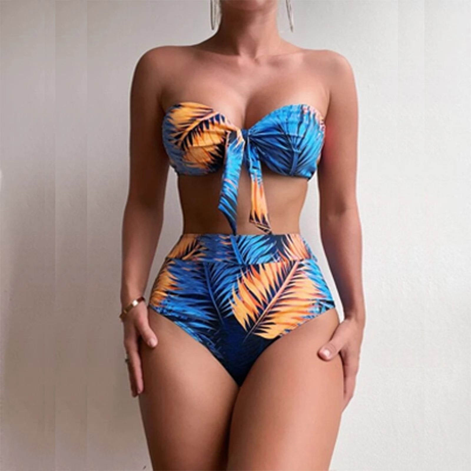 Blue and yellow bathing suit best sale