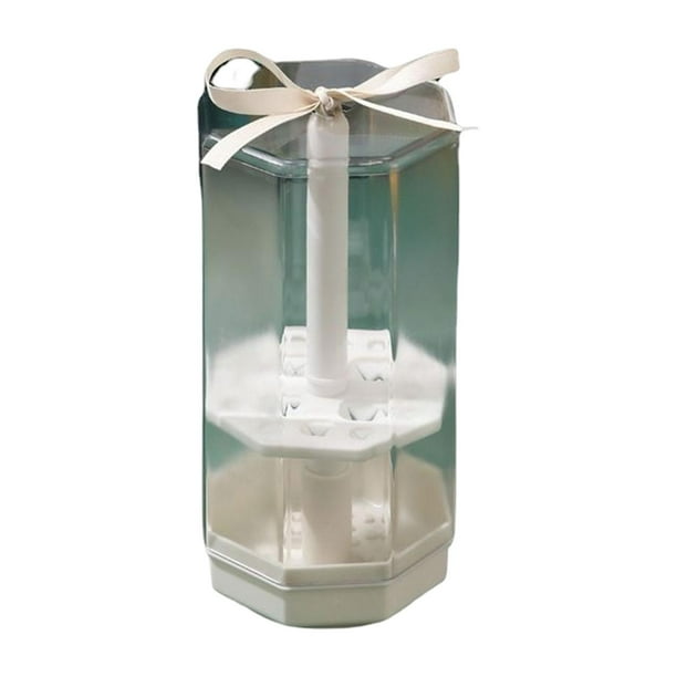 Organizador giratorio para brochas de maquillaje con tapa transparente, a prueba de polvo, portátil, impermeable, caja de almacenamiento de gran , Blanco