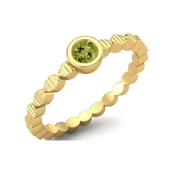 Mooneye 925 Sterling Silver Gold Vermeil 3mm Round Peridot Stackable Women Valentines Day Gifts Ring
