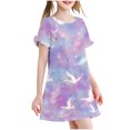 thumbnail image 1 of RXIRUCGD 2025 Vêtements d'Été pour Enfants 3-12 Ans Mode Imprimée Pyjama Rêveur Mi-Mollet Chemise de Nuit, 1 of 4