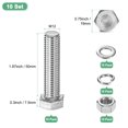 thumbnail image 3 of Uxcell Paquete de 10 Tornillos de Cabeza Hexagonal con Tuercas, Arandelas Planas y de Bloqueo M12x50mm, 3 of 6