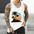 thumbnail image 2 of ZCFZJW Men's Workout Tank Tops Mesh Gym Sleeveless Quick Dry Summer Tropical Palm Tree Print Bodybuilding Shirts Fitness Athletic Muscle Tee White XL, 2 of 5