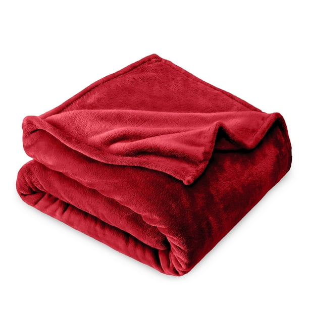 Bare Home Manta de Felpa de Microfibra 300 G/M², Microfibra Mullida, Suave y Afelpada, Tamaño Matrimonial/queen, Color Rojo