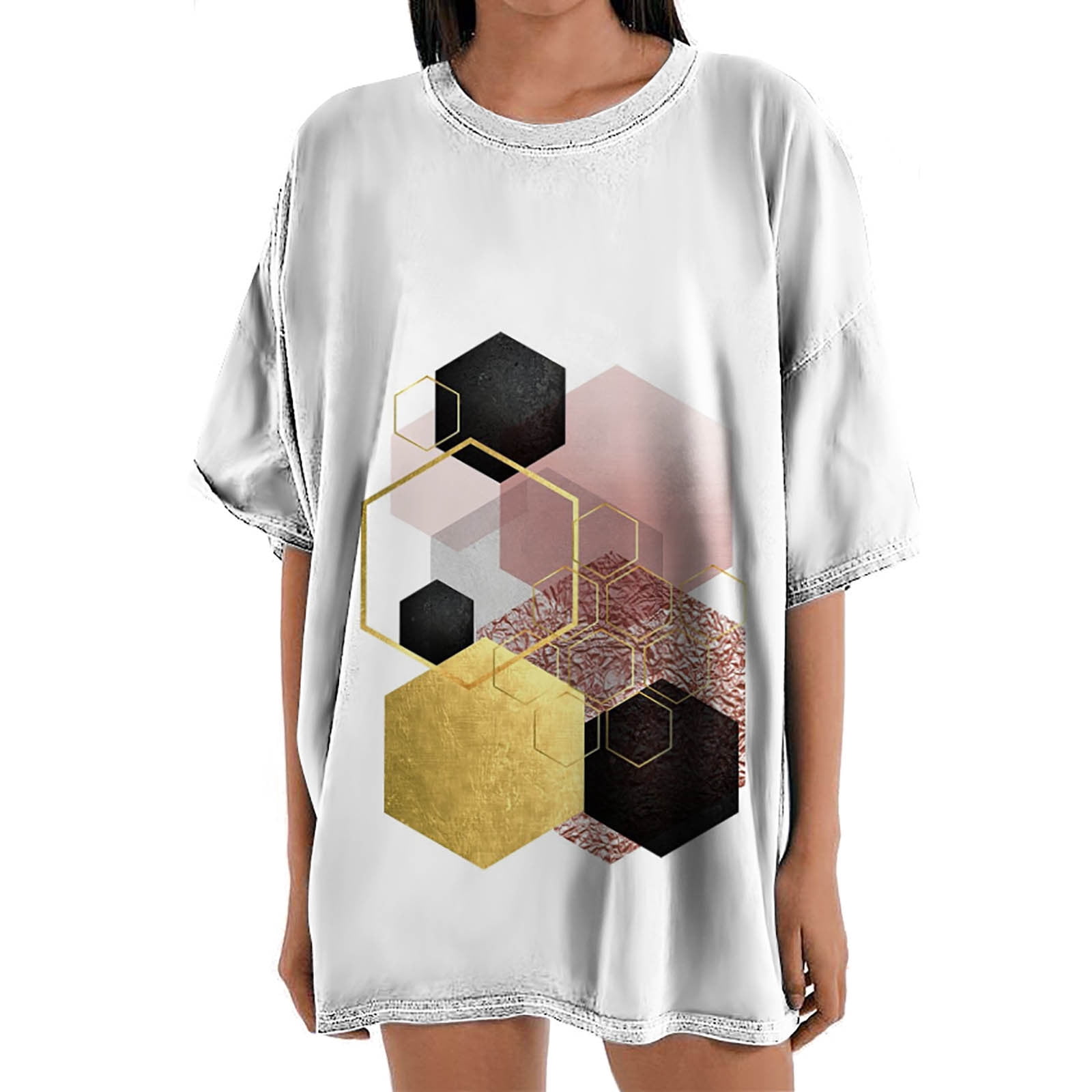 Printed Casual Tops Basic Short Sleeve 