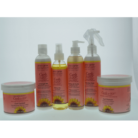 Jane Carter Curls To Go! Curl Drench Cleansing Co Wash 16 oz , Un-Tangle Me Leave-In 8 oz , Shine On Curl Elixir 6 oz , Mist Me Over 8 oz , Elongating Gel 8 oz , Curl Cocktail Conditioning (Best Curl Elongating Cream)