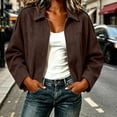 thumbnail image 5 of MaFYtyTPR Women's Zip Up Jacket Lapel Collar Long Sleeve Loose Fit Outerwear with Pocket for Fall Winter Outdoor Wear Coffee S, 5 of 5