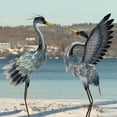 thumbnail image 4 of Crane Statues for Garden Decor, Bird Yard Art Coastal Ocean Decor, Outdoor Heron Garden Animal Sculptures for Backyard, Yard, Patio, Porch, Gray, 4 of 7