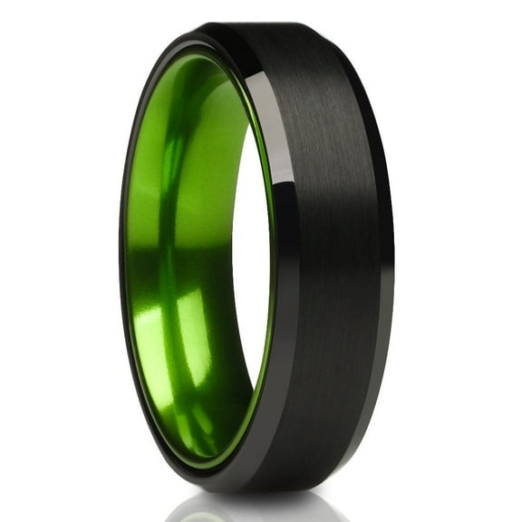6mm Green Tungsten Ring,Engagement Ring,Black Tungsten Ring,8mm Wedding Ring,Tungsten Carbide Ring,Comfort Fit