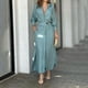 thumbnail image 1 of Ellafads Women Maxi Dress Fashion Casual Full Sleeve V Neck Lapel Slit Solid With Pockets Long Skirt Dresses StreetwearS Gao Jinjia LED, 1 of 1