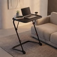 thumbnail image 2 of Homy Casa 1-Piece 21.26'' Folding Tray Table, Adjustable Height Side Table with Cup Holder for Sofa Bed, Black, 2 of 10