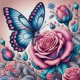 thumbnail image 4 of Hilo Algodón Ecológico Bordado Punto Cruz Con Mariposa Y Rosa 11CT 45x45cm, 4 of 8