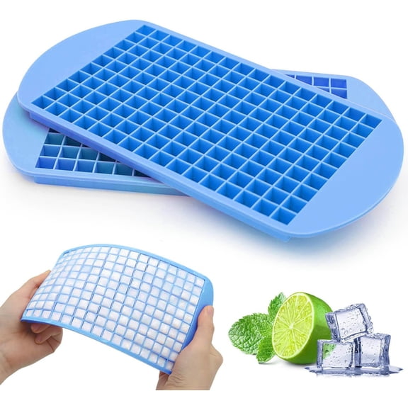 2 Sets Mini Ice Cube Trays, 160 Small Cubes Silicone Mold for Whiskey, Cocktails, Water Bottles