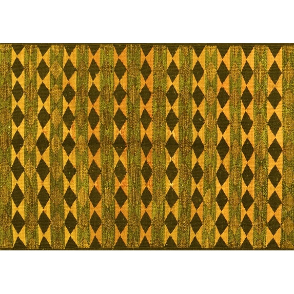 Ahgly Company Indoor Rectangle Abstract Yellow Contemporary Area Rugs, 8' x 10'