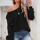 thumbnail image 3 of Suéter de punto para mujer, elegante jersey de cuello redondo, manga larga, jersey de punto grueso, otoño invierno, tops lisos, tops S-XXL, 3 of 5