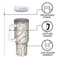 thumbnail image 4 of 1pc baseball 40oz Tumbler with Straw & Handle - Insulated Stainless Steel Cup | Holiday Gift for Man Women (Christmas, Valentine's, Birthday), 4 of 7