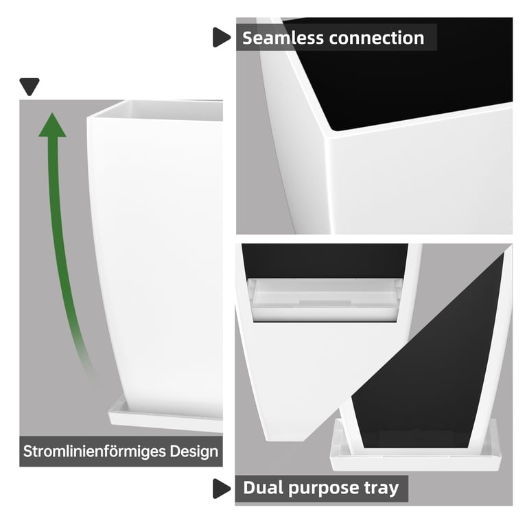 Fiason 2-Pack 21 Inch Square White Planters photo 4