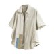 thumbnail image 1 of Blusa y camisa de manga corta con cuello vuelto para hombre, informal, de verano, de manga corta, de color liso, fina, con botones, de poliéster, 1 of 8