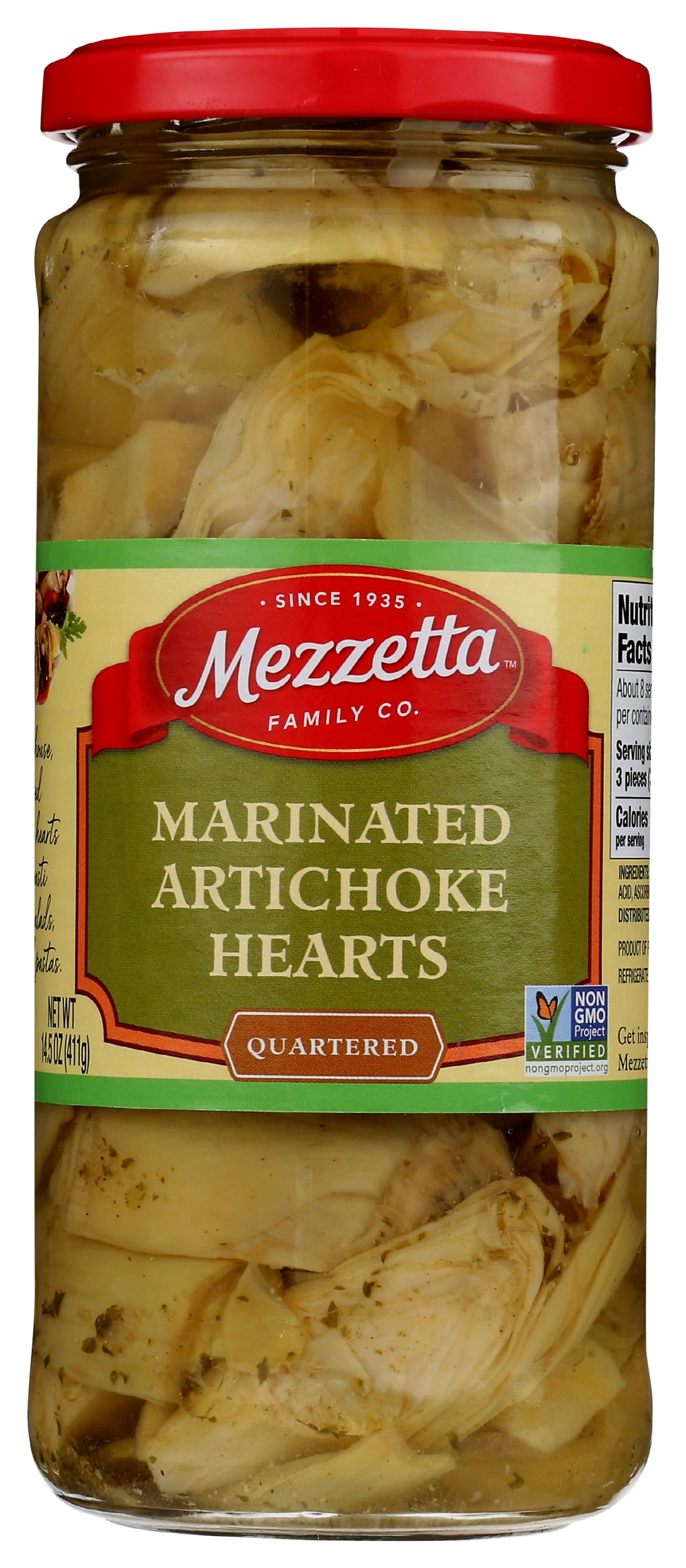 Pack of 6, Mezzetta Marinated Artichoke Hearts Quartered, 14.5 oz