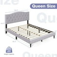 thumbnail image 3 of Costway Queen Size Upholstered Platform Bed Linen Bed Frame with Button Tufted Headboard, 3 of 10