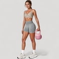 thumbnail image 3 of Women's Ribbed Seamless Biker Shorts with Stretch Fabric and Smooth Fit - Medium, Gray, 3 of 7