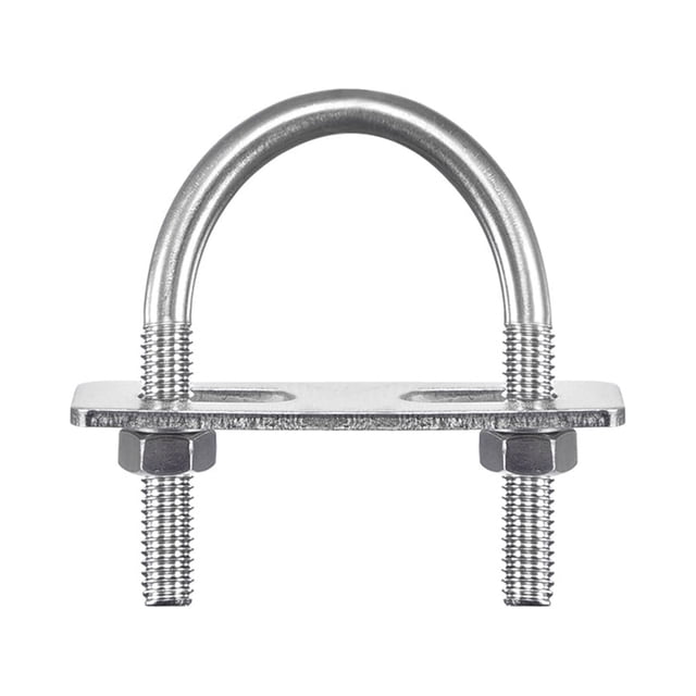 Unique Bargains Round U-Bolts 3 Sets 40mm Inner Width 65mm Length M8 with Nuts and Plates