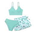 thumbnail image 2 of Fozruso Toddler Girl's 3 Piece Swimsuits Soild Bikini Rullfe Bathing Suit Briefs Girls Bikini Swimwear Set 3 Piece Bathing Suit Sizes 11-12 Years, 2 of 6