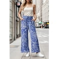 thumbnail image 3 of GIRUNS Women's Wide Leg Pants High Waist Adjustable Knot Casual Loose Trousers With Pockets Business Work Casual Pants Blue Porcelain XL, 3 of 6