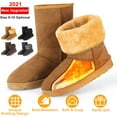 thumbnail image 6 of TeqHome Winter Boots for Women Waterproof Snow Boots with Warm Lining Chestnut Artificial Suede Mid-Calf Boots for Women - 7, 6 of 9