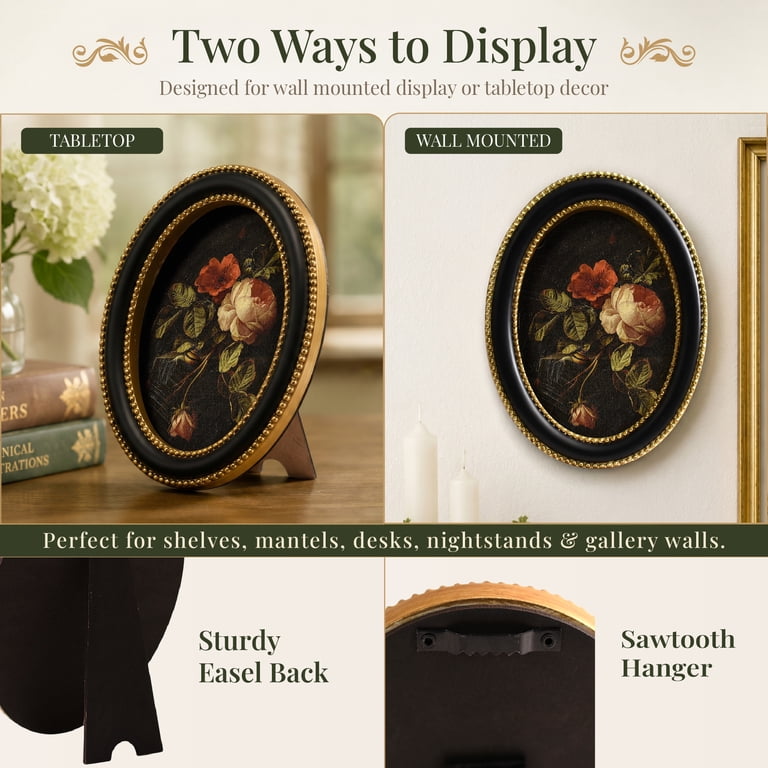 Oval Framed Rose Still Life Canvas Wall Art photo 7