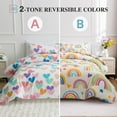 thumbnail image 6 of 3 Piece Kids Rainbow Comforter Set Cartoon Love Hearts Suns and Stars Bedding Set for Girls Boys Kids Twin Beige, 6 of 8
