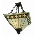thumbnail image 6 of Meyda Tiffany 130792 17 Inch Square Diamond Band Mission Semi-Flushmount   Mahogany Bronze Finish with Amber/Green Glass with Beige Fabric Shade, 6 of 7